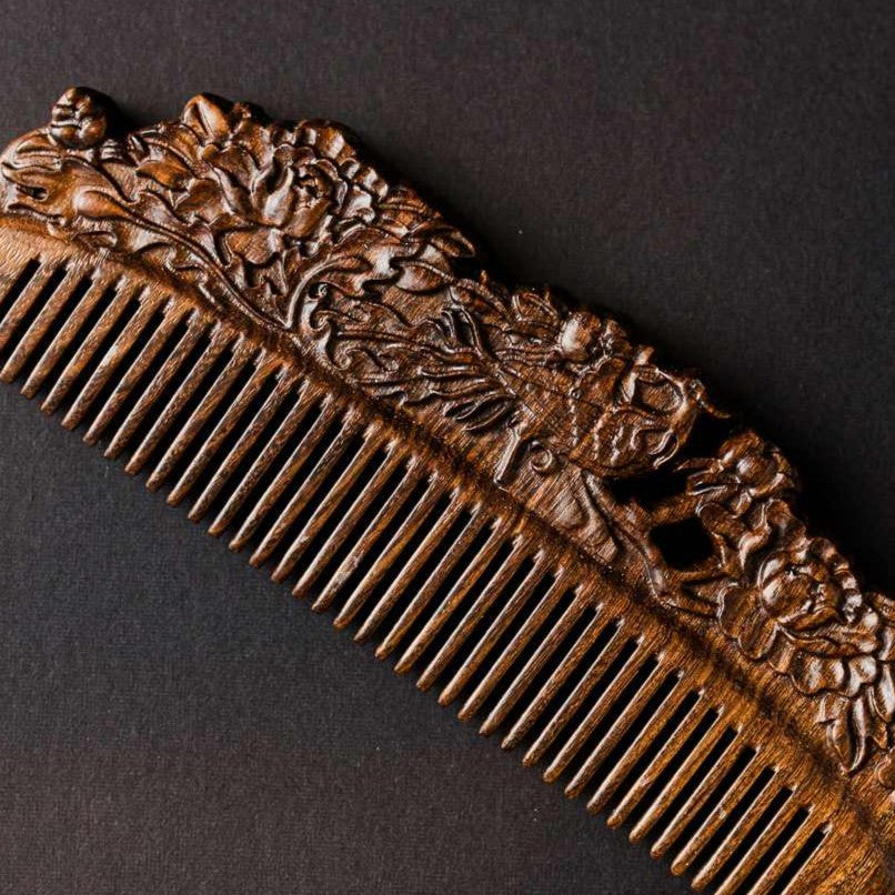 Large Carved Sandalwood Comb