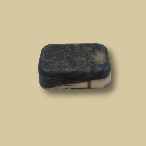 Charcoal Star travel size handmade soap bar by Hugola – top view