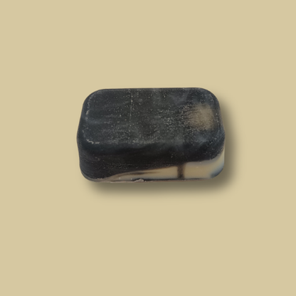 Charcoal Star travel size handmade soap bar by Hugola – top view