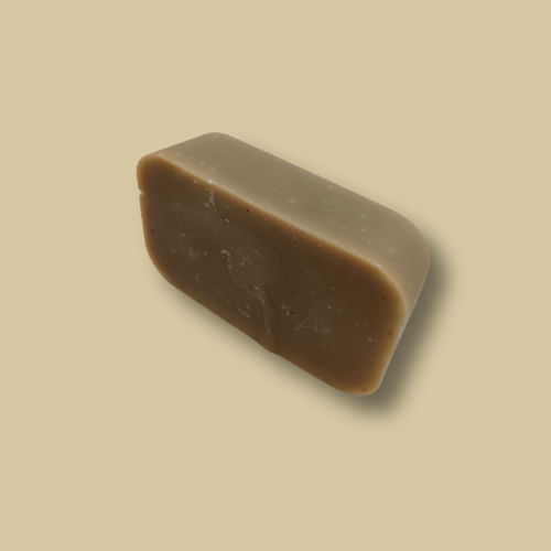 Earth & Cherry travel size handmade soap bar by Hugola – angled view