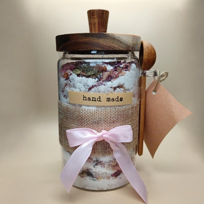 Hearts & Petals Rose Milk Ritual - Bath and Foot soak- large jar filled with mineral bath salts for soothing soak