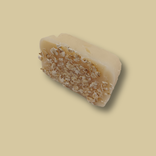 The Oatmilk Bartravel size handmade soap bar by Hugola – angled view