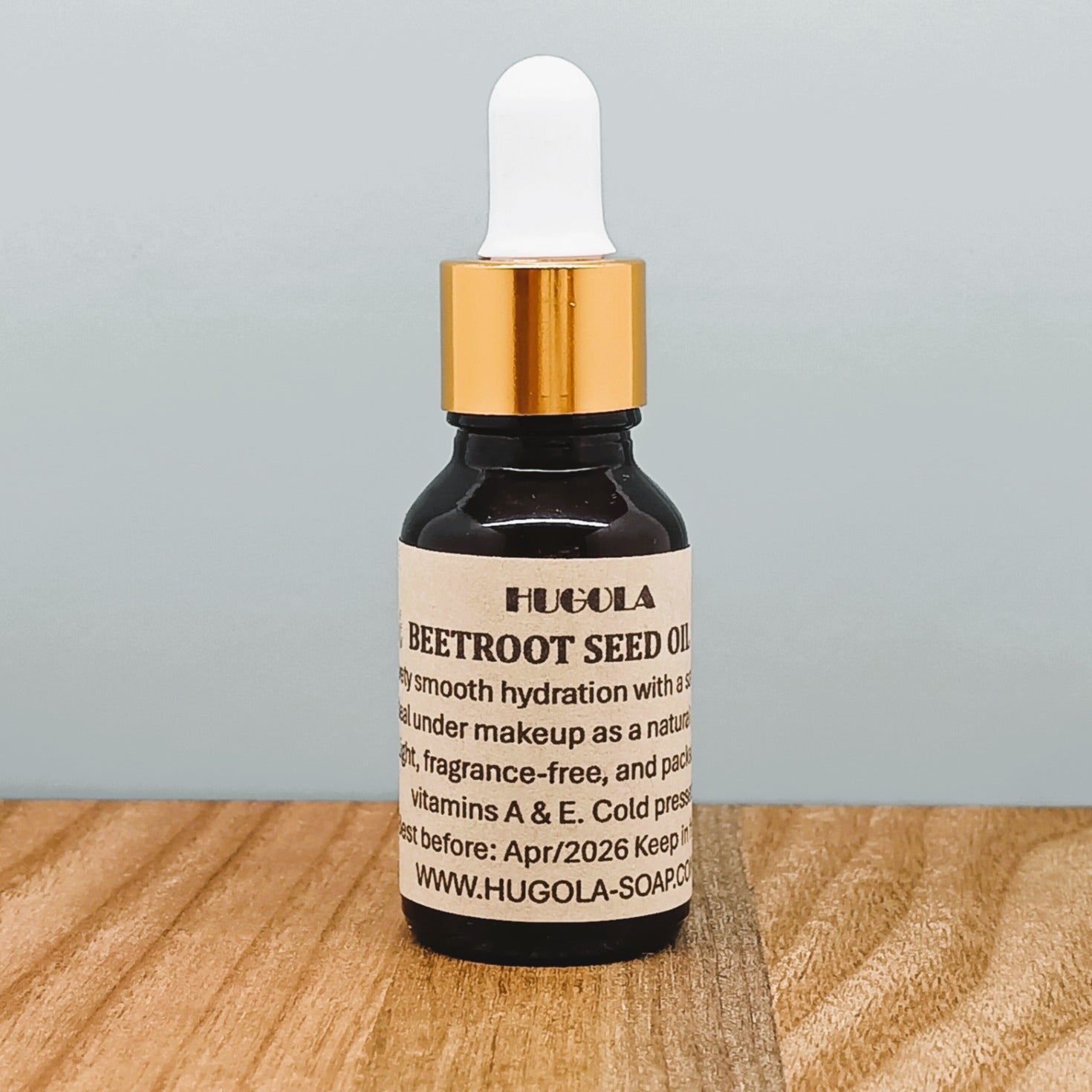 Beet Seed Oil, natural cold-pressed plant oil in glass bottle