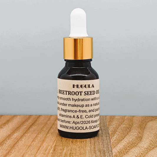 Beet Seed Oil, natural cold-pressed plant oil in glass bottle