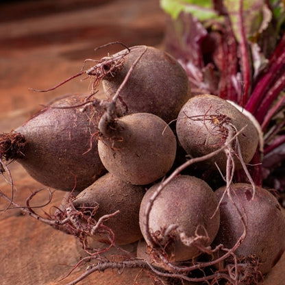 Close-up of fresh beets used in natural skincare oil production