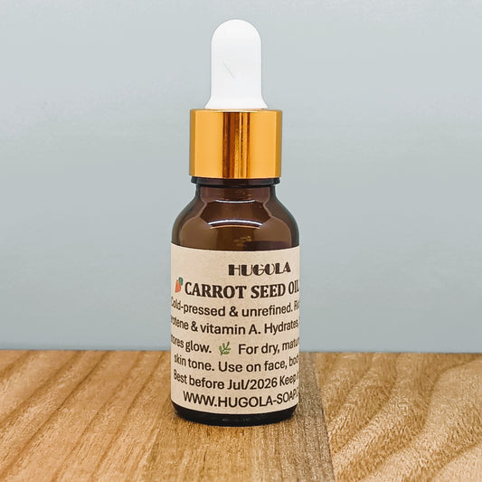 Carrot Seed Oil, natural cold-pressed skincare oil in glass bottle