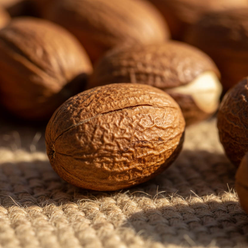 Close-up of jojoba nuts used in natural plant oil making 