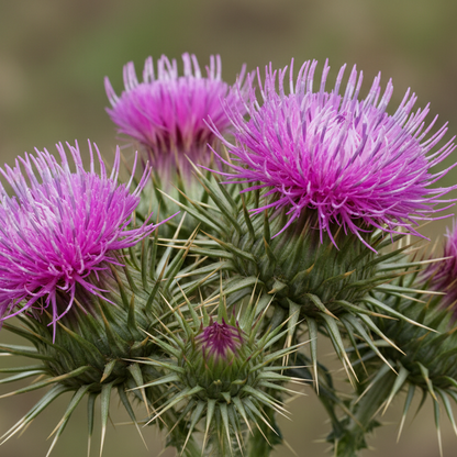 close up to milk thIstle flowers